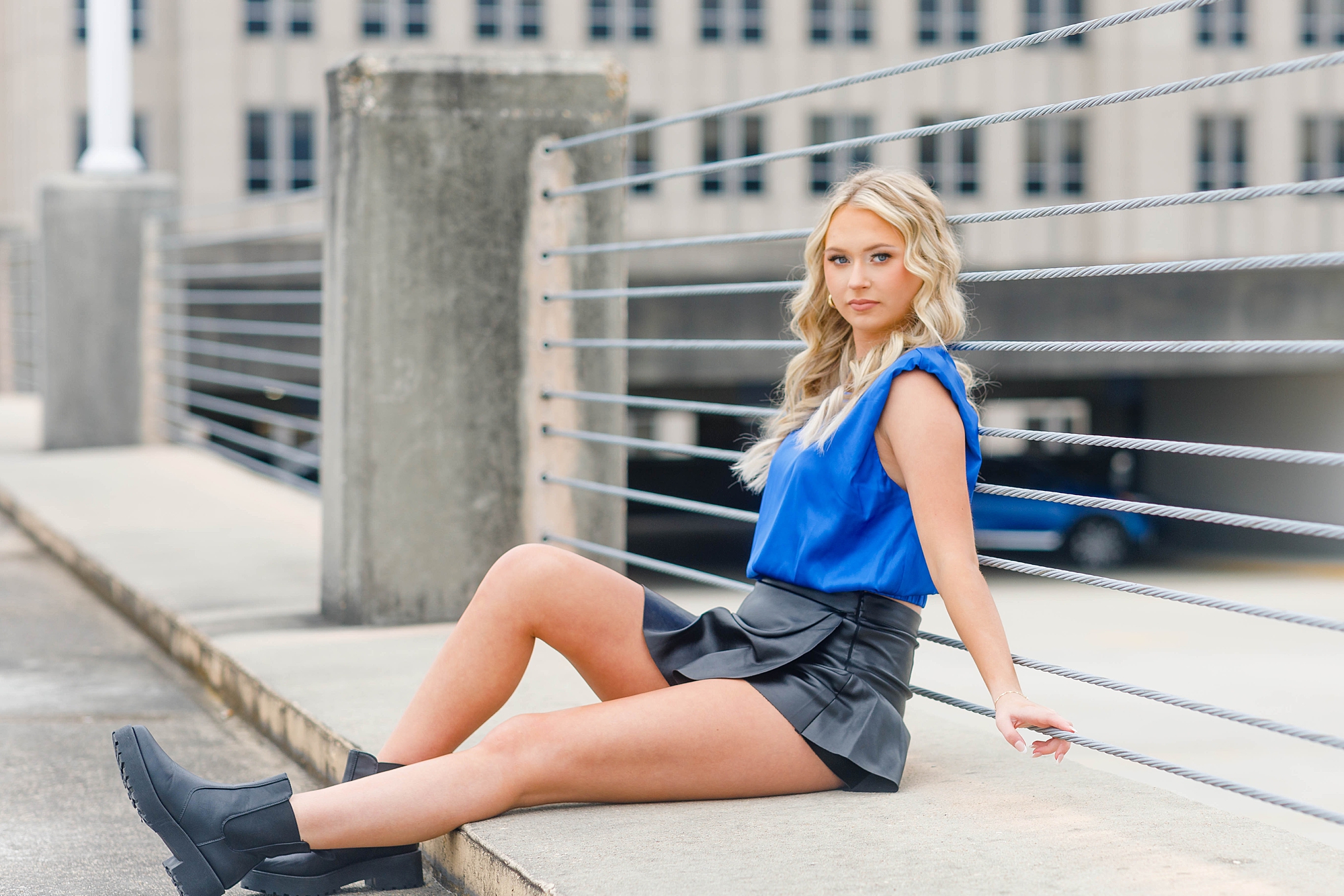 rooftop senior session in downtown Baton Rouge