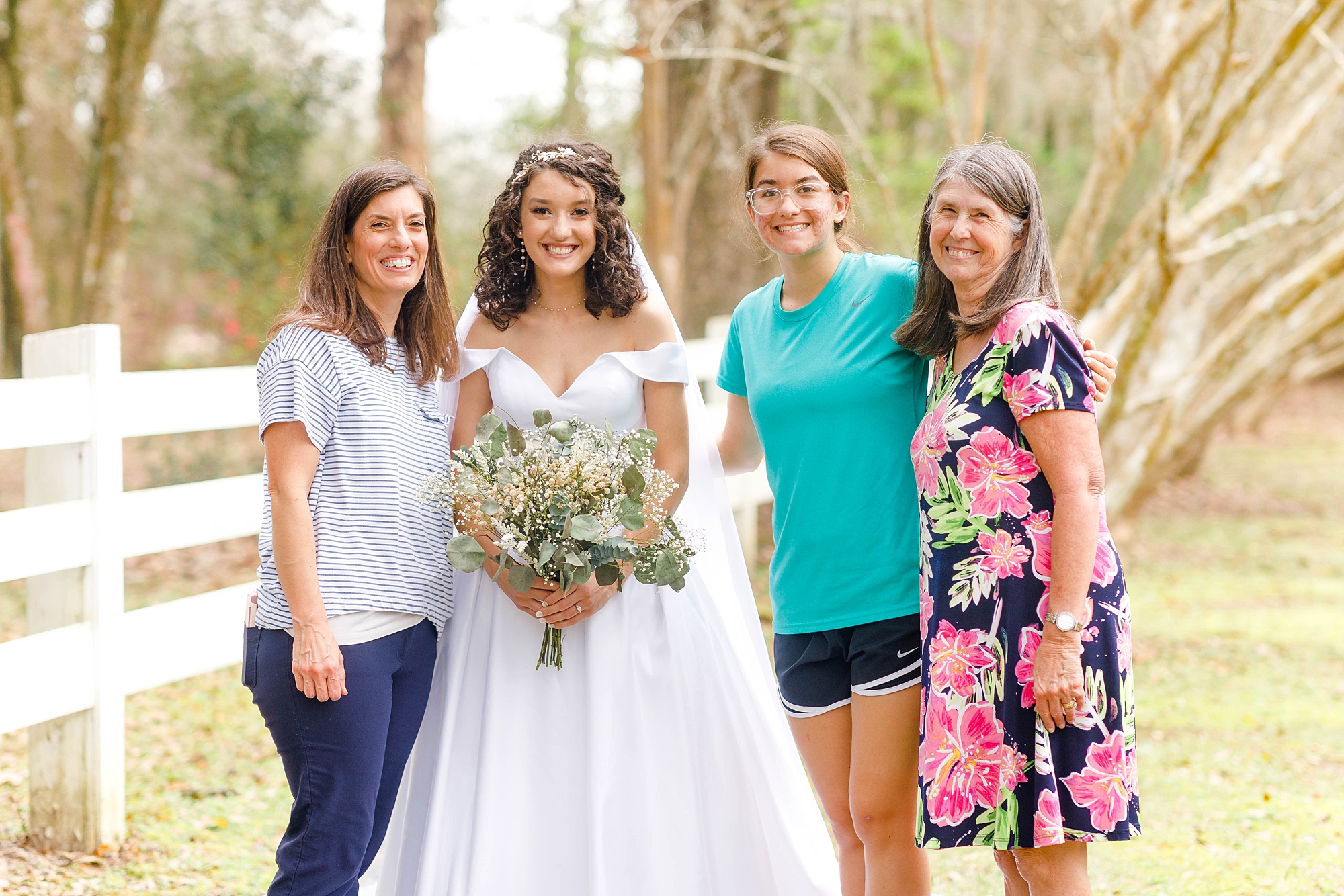 bride with family members