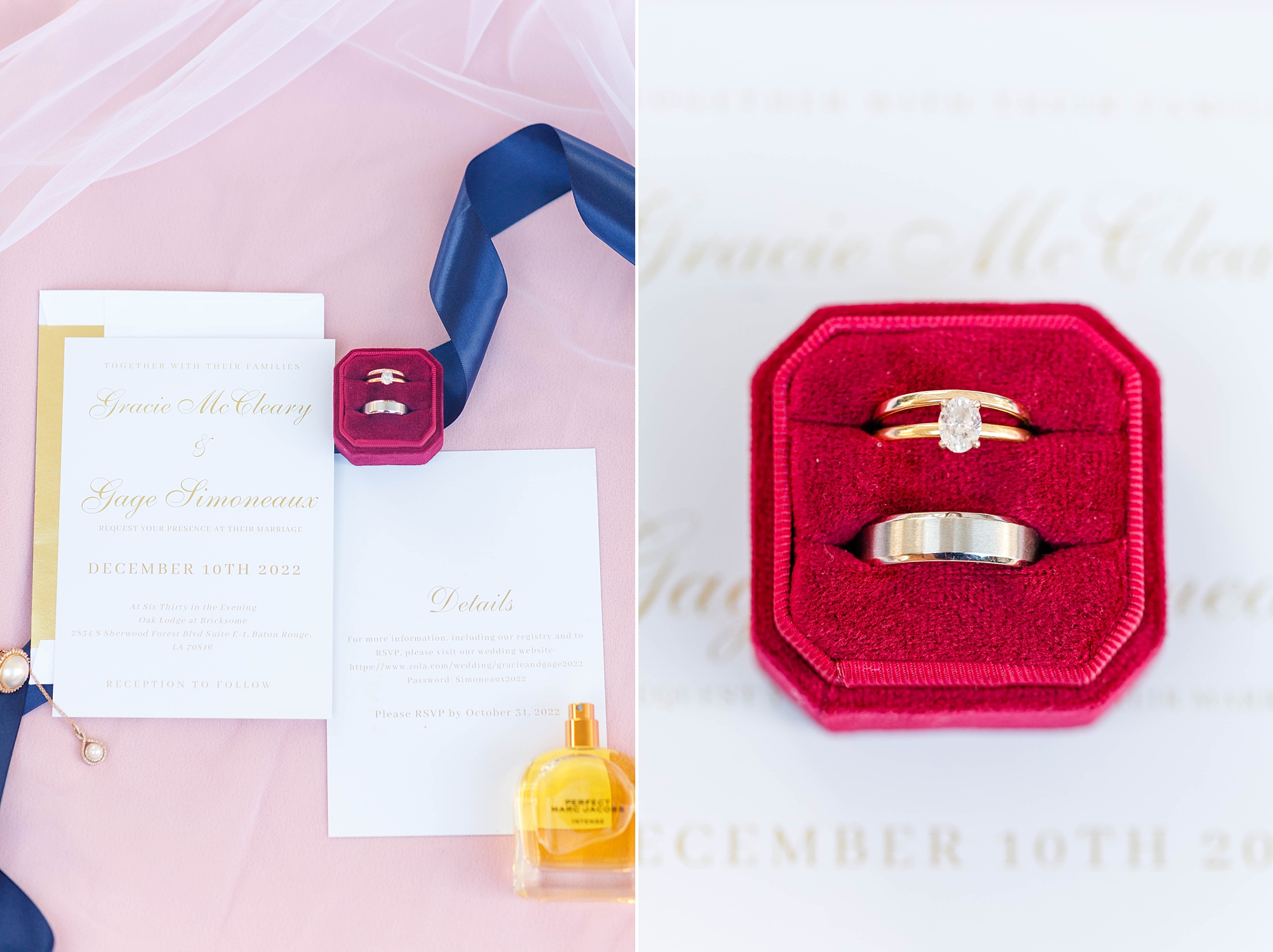 wedding rings and details from Romantic Oak Lodge Wedding in Baton Rouge