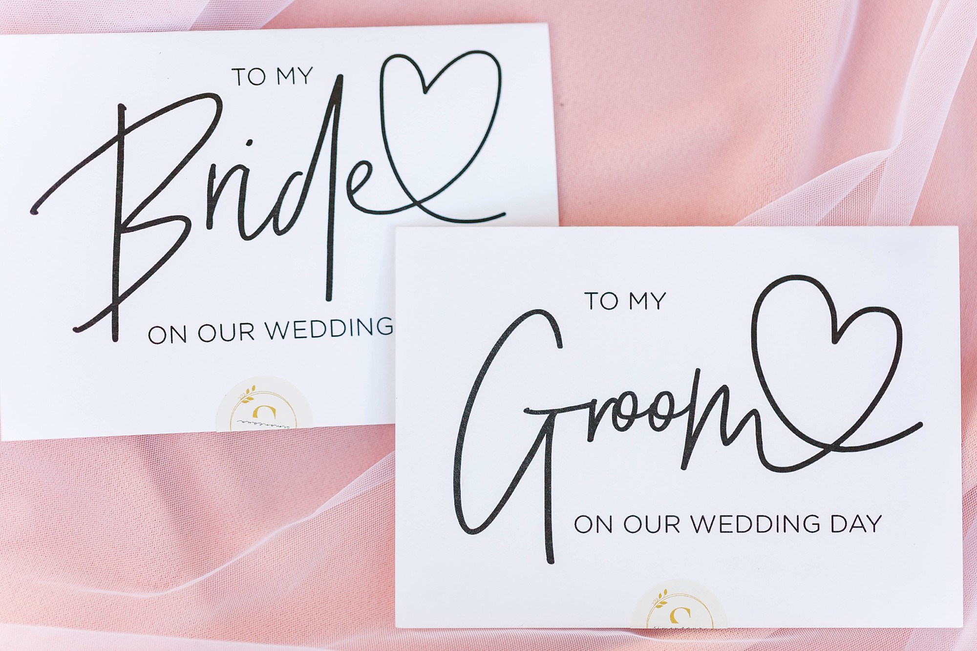 bride and groom cards from Romantic Oak Lodge Wedding